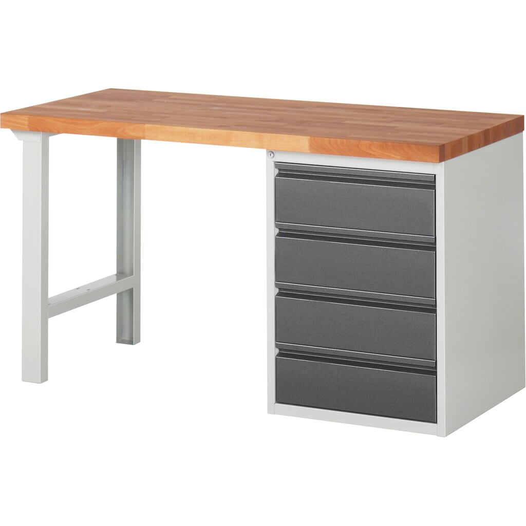 Pracovní stůl Steinbock® se 4 zásuvkami, V׊×H 840 × 1500 × 700 mm, RAL 7035/7016 Obrázek produktu: Pracovní stůl Steinbock® se 4 zásuvkami, V׊×H 840 × 1500 × 700 mm, RAL 7035/7016