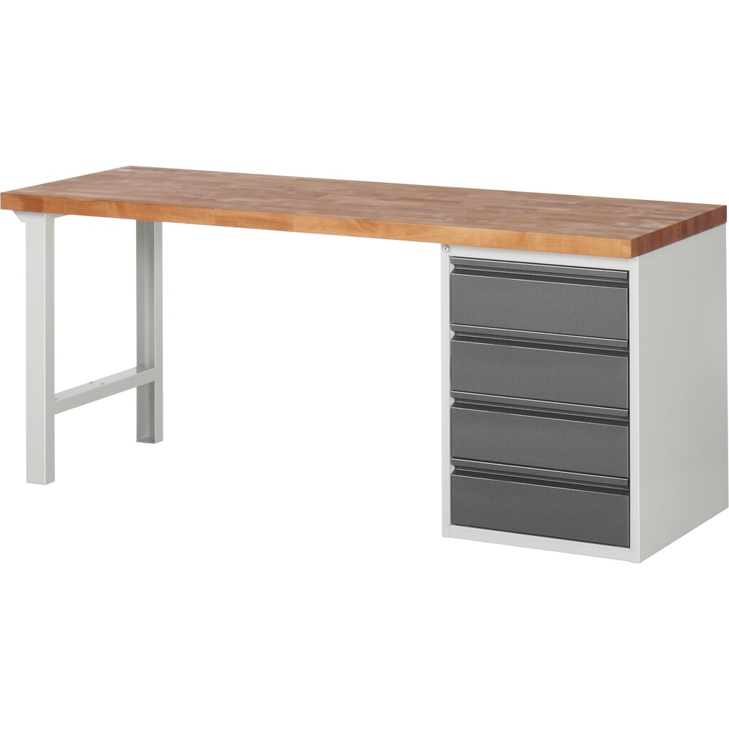 Obrázek produktu: Pracovní stůl Steinbock® se 4 zásuvkami, V×Š×H 840 × 2000 × 700 mm, RAL 7035/7016