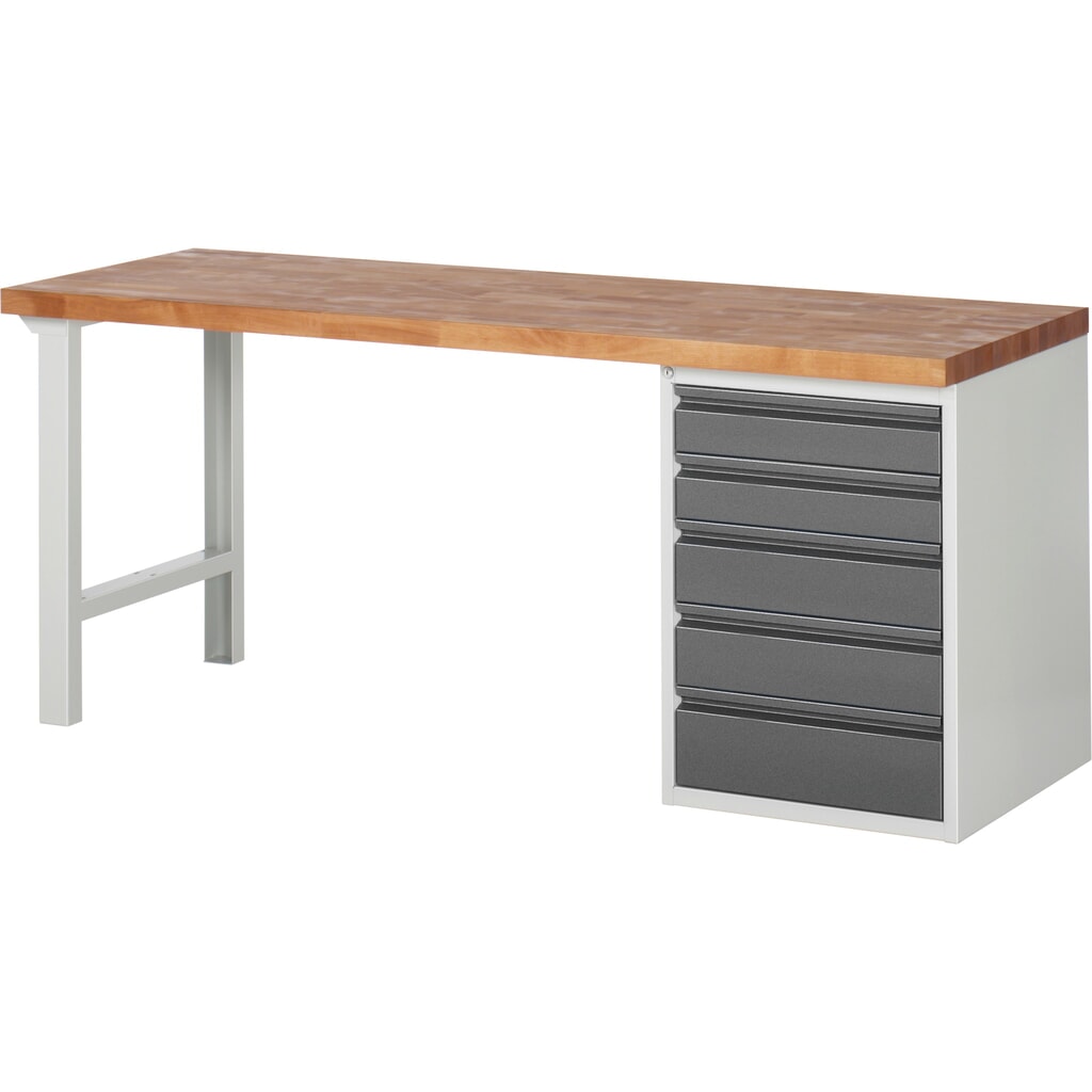 Obrázek produktu: Pracovní stůl Steinbock® se 5 zásuvkami, V×Š×H 840 × 2000 × 700 mm, RAL 7035/7016