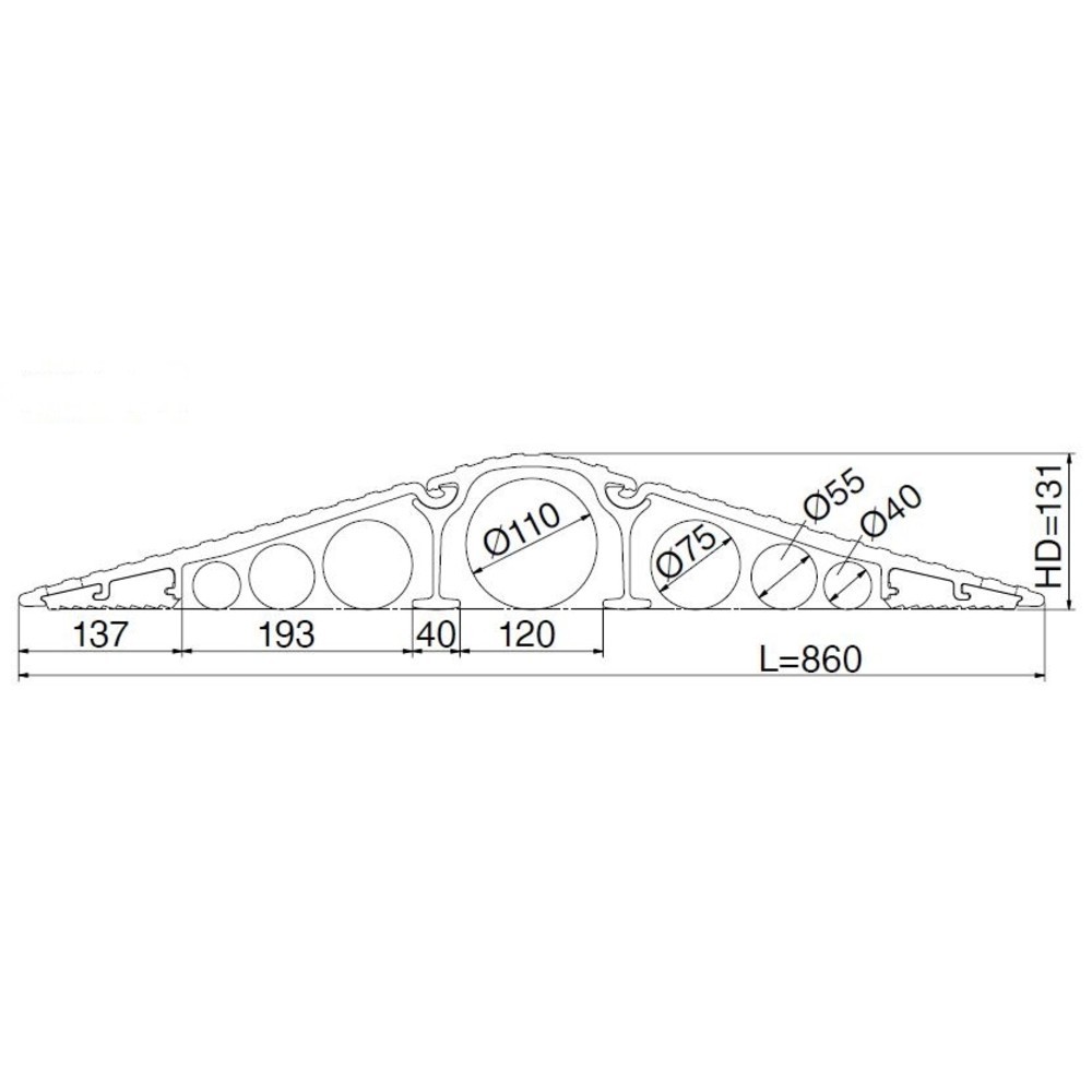 Číslo obrázku produktu 2: Přejezdový můstek pro kabely, nosnost 7000 kg, délka 860 mm