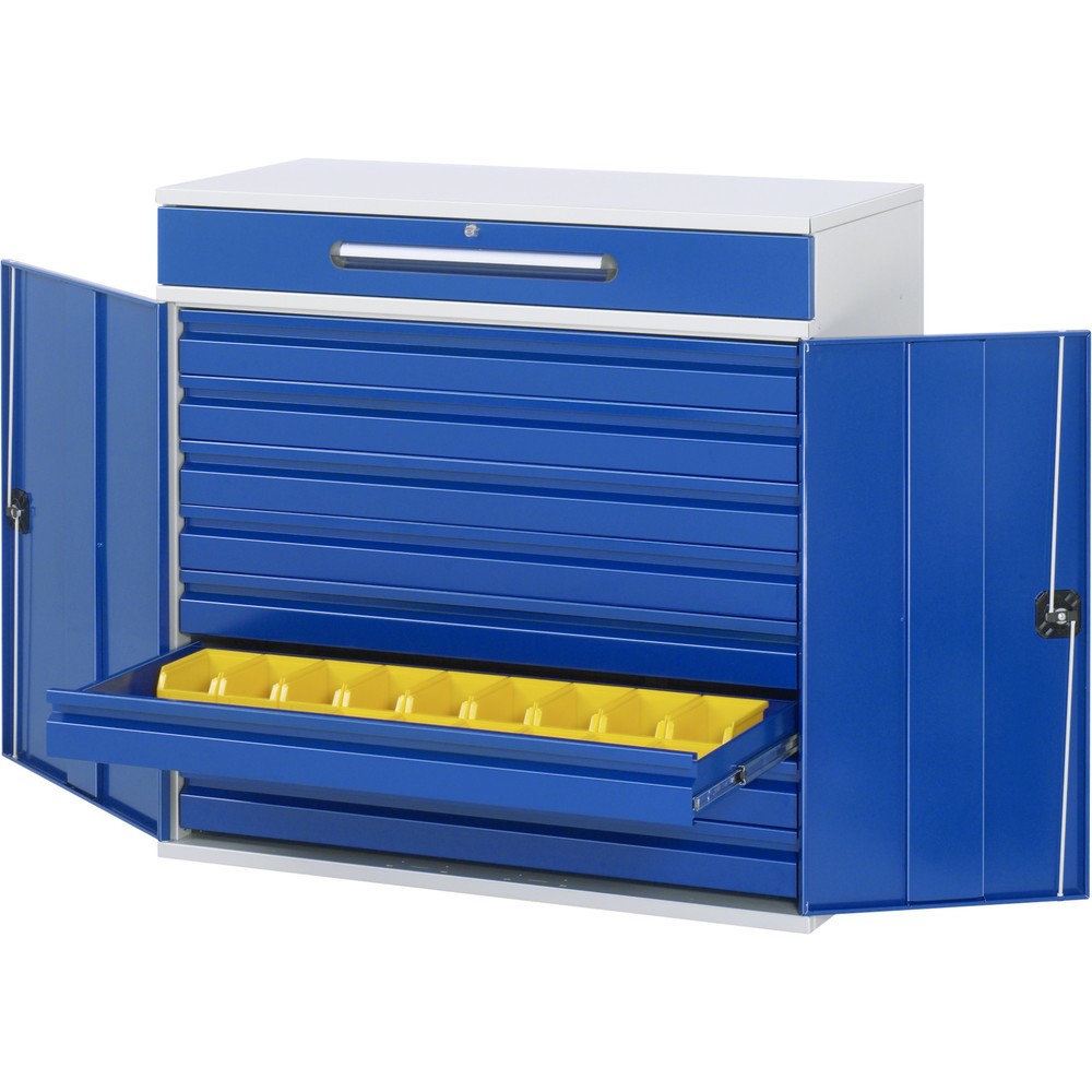 Číslo obrázku produktu 1: Prezentační pult RAU, VxŠxH 1060 x 1100 x 520 mm, zásuvky 8 x 80, 1 x 120 mm