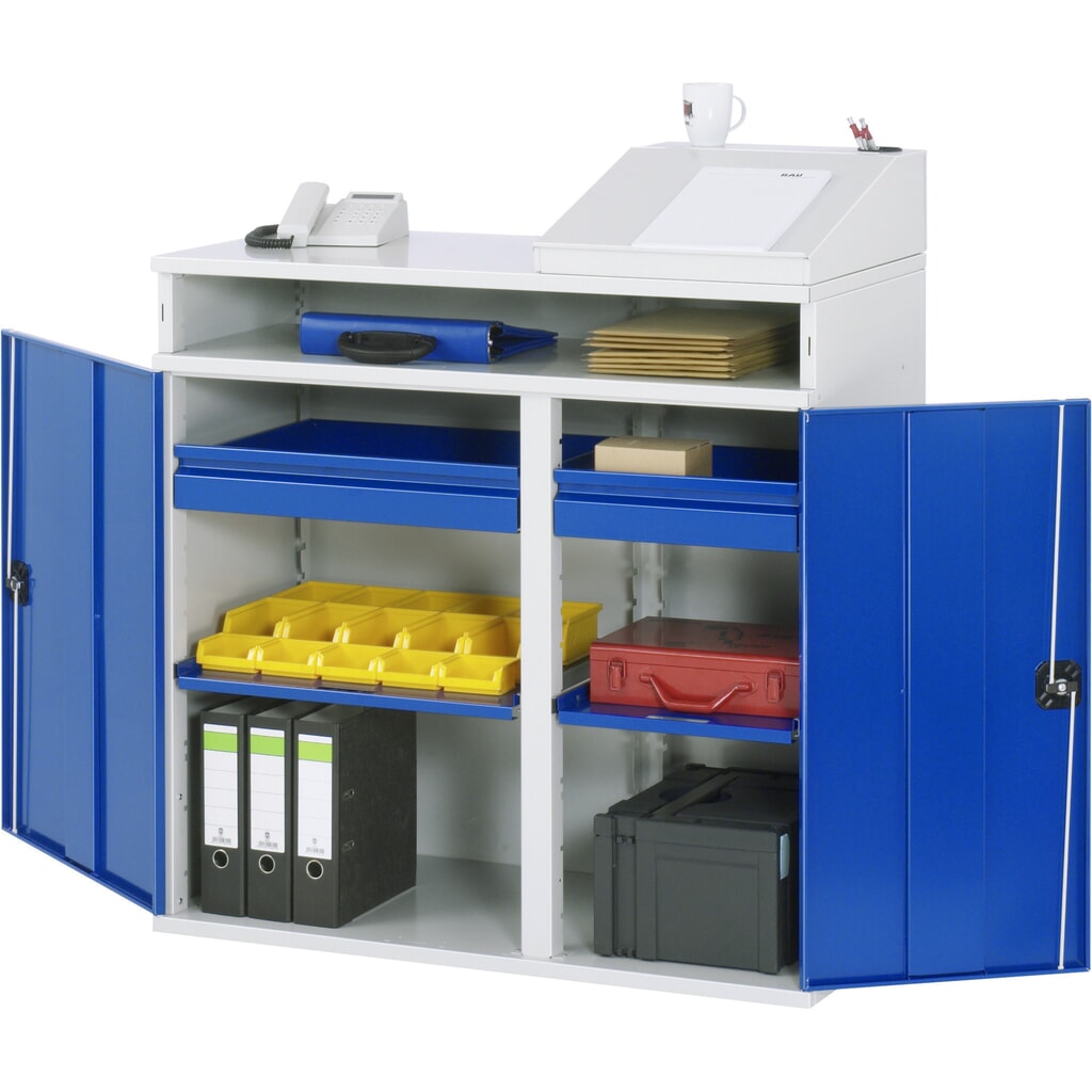 Obrázek produktu: Pultová skříň RAU, VxŠxH 1 060–1 220 x 1 100 x 520 mm, zásuvky 2 x 80 mm