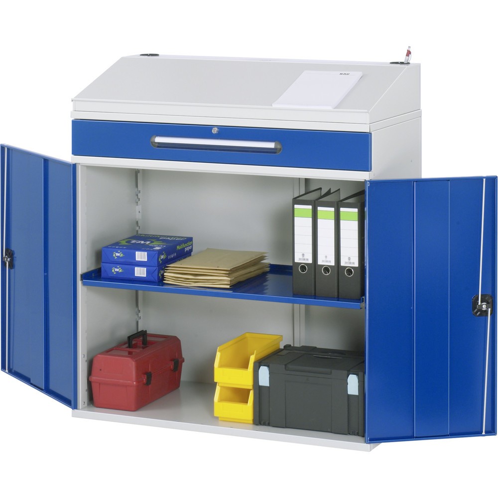 Číslo obrázku produktu 1: Prezentační pult RAU, VxŠxH 1110-1220 x 1100 x 520 mm, zásuvky 1 x 120 mm