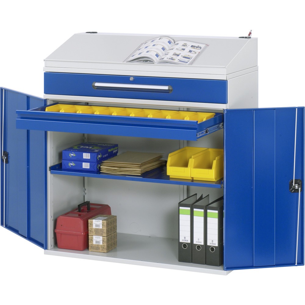 Číslo obrázku produktu 1: Pultová skříň RAU, VxŠxH 1 110–1 220 x 1 100 x 520 mm, zásuvky 1 x 80, 1 x 120 mm