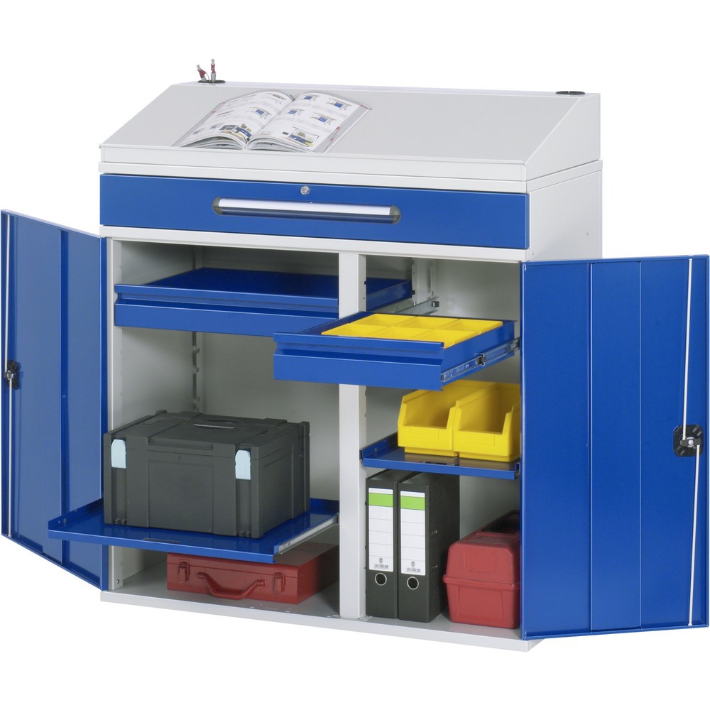 Číslo obrázku produktu 1: Pultová skříň RAU, VxŠxH 1 110–1 220 x 1 100 x 520 mm, zásuvky 2 x 80, 1 x 120 mm