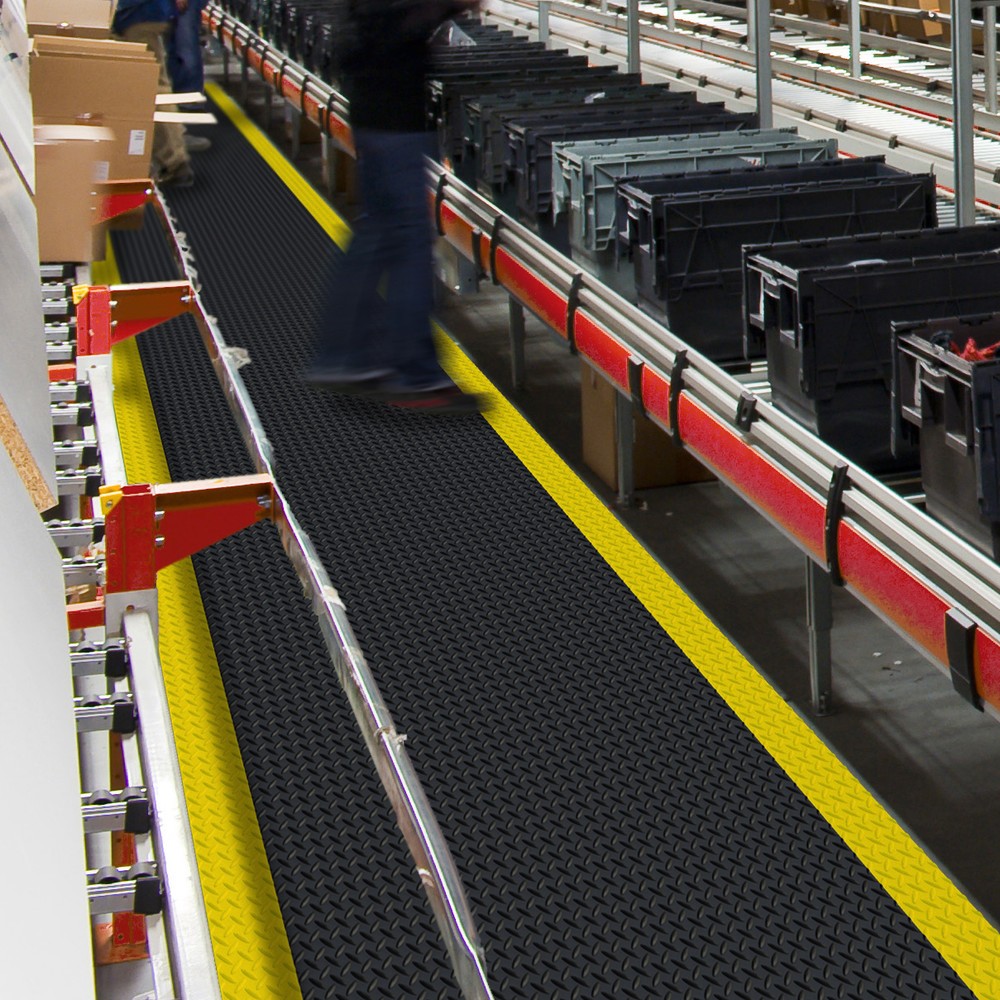 Číslo obrázku produktu 3: Protiúnavová rohož pro vysoké zatížení, protiskluzová, metráž x 1520 mm, černá/žlutá