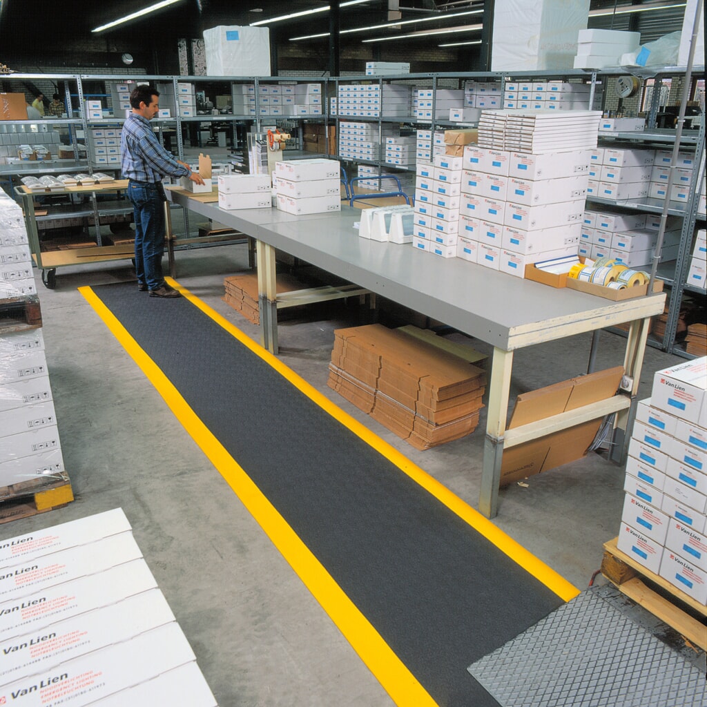 Číslo obrázku produktu 3: Protiúnavová rohož, texturovaný povrch, ŠxH 600 x 910 mm, černá/žlutá