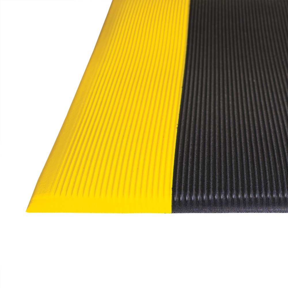 Číslo obrázku produktu 2: Protiúnavová rohož, PVC/vinylová pěna, drážkovaná, metráž x 600 mm, černá/žlutá