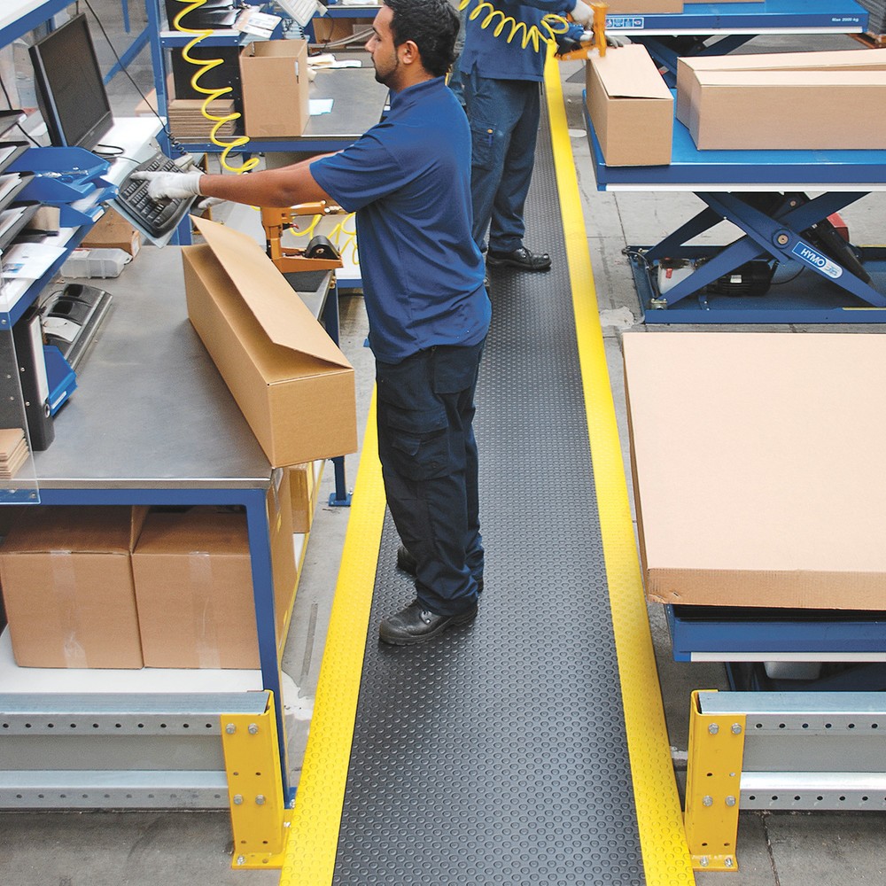 Číslo obrázku produktu 2: Protiúnavová rohož, PVC/vinylová pěna, nopky, metráž x 600 mm, černá/žlutá