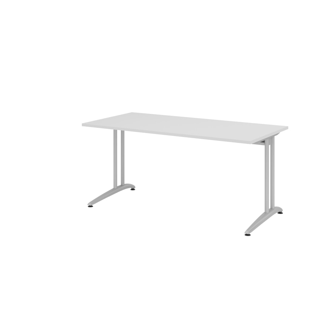 Kancelářský psací stůl Hammerbacher Akzent , rám s C noha , v x Š x H 740 x 1 600 x 800 mm, šedý Obrázek produktu: Kancelářský psací stůl Hammerbacher Akzent , rám s C noha , v x Š x H 740 x 1 600 x 800 mm, šedý