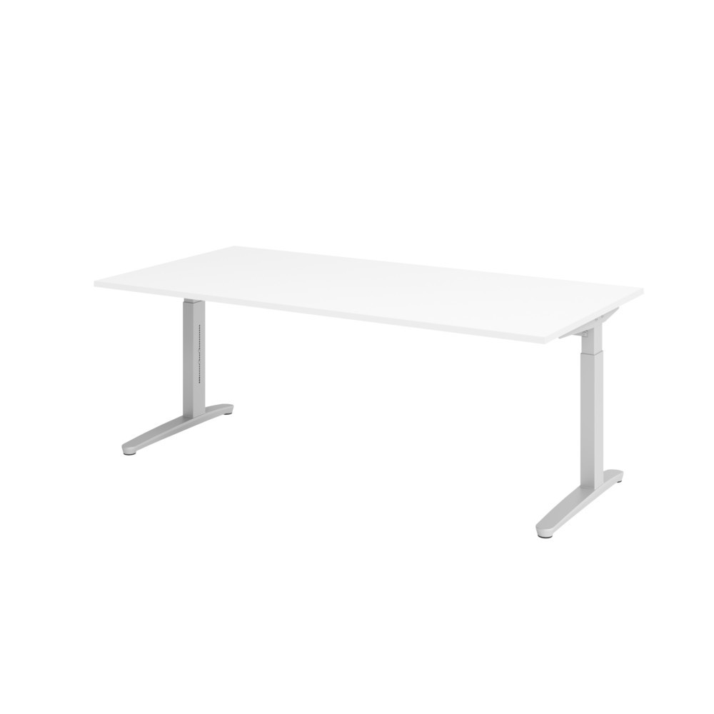 Obrázek produktu: Psací stůl, noha C, výškově nastavitelné provedení, Š×H 2 000 × 1 000 mm, bílá