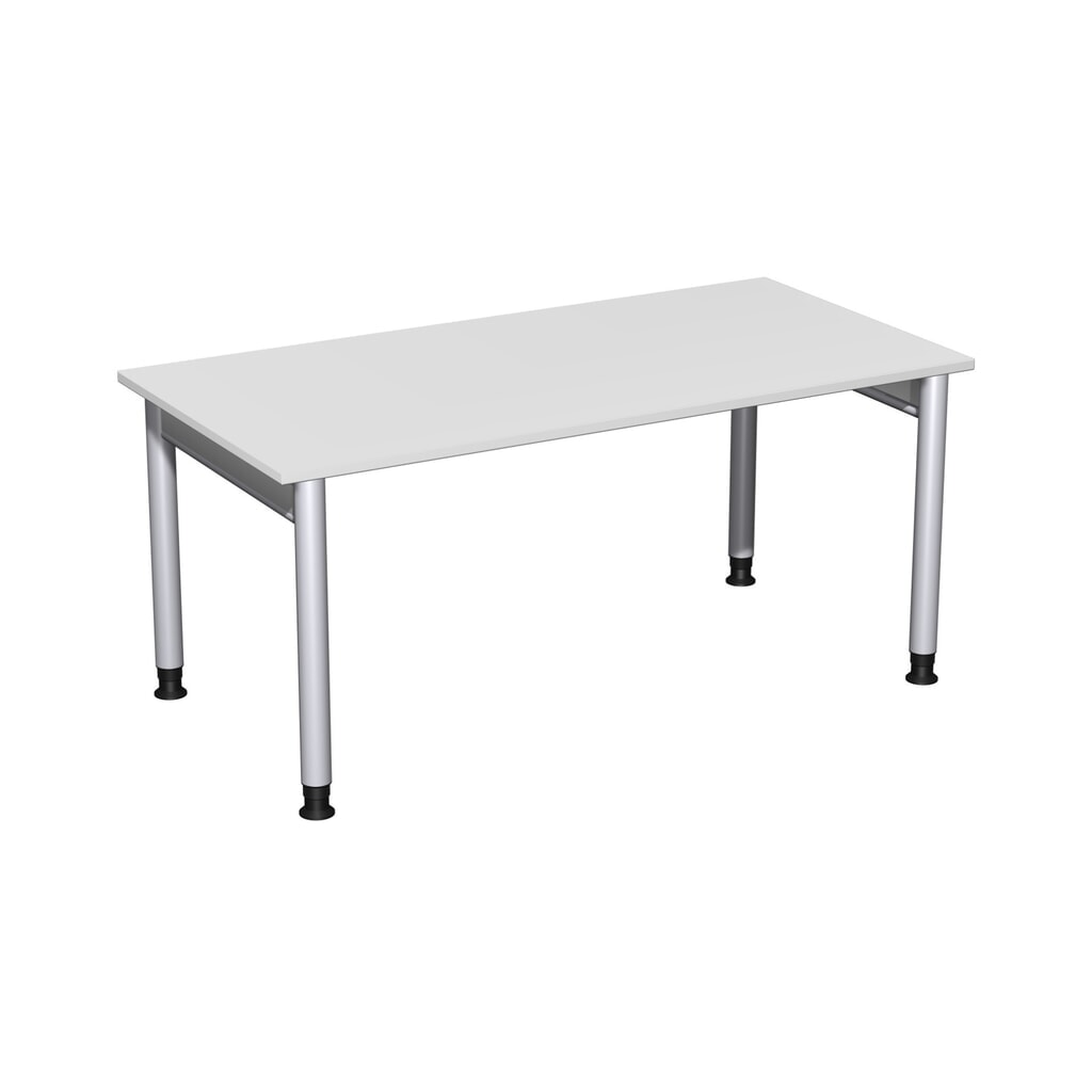 Ručně výškově nastavitelný psací stůl Geramöbel Profi, rámem se 4 nohami, ŠxH 1 600 x 800 mm, Šeď světlá Obrázek produktu: Ručně výškově nastavitelný psací stůl Geramöbel Profi, rámem se 4 nohami, ŠxH 1 600 x 800 mm, Šeď světlá