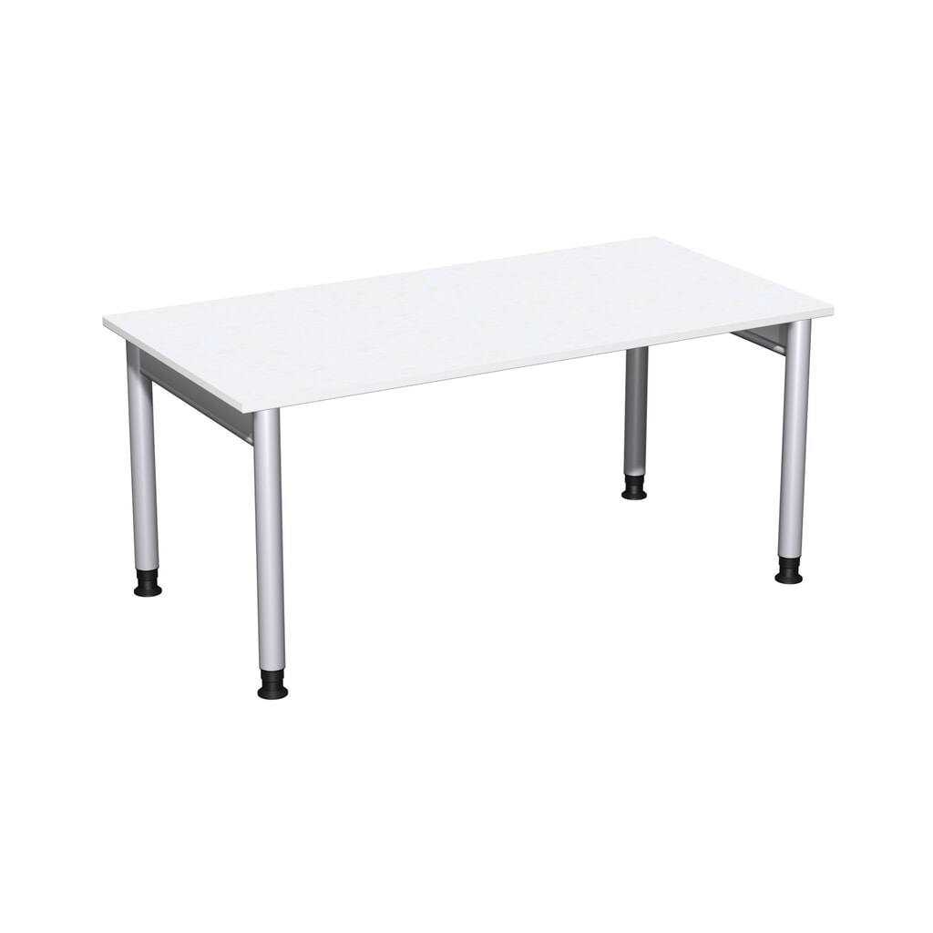 Obrázek produktu: Ručně výškově nastavitelný psací stůl Geramöbel Profi, rámem se 4 nohami, ŠxH 1 600 x 800 mm, bílý