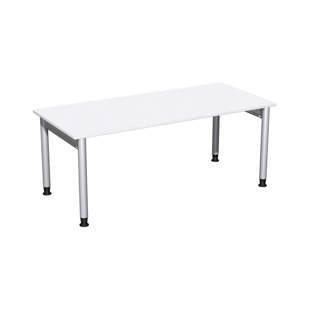 Obrázek produktu: Ručně výškově nastavitelný psací stůl Geramöbel Profi, rámem se 4 nohami, ŠxH 1 800 x 800 mm, bílý