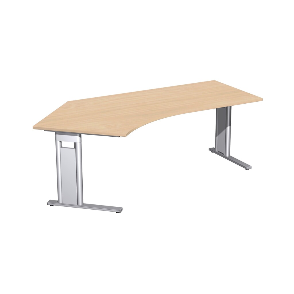 Obrázek produktu: Kancelářský psací stůl Geramöbel Profi, tvarovaná deska stolu 135° vlevo, rám s nohou C, ŠxH 2166 x 1130 mm, buk