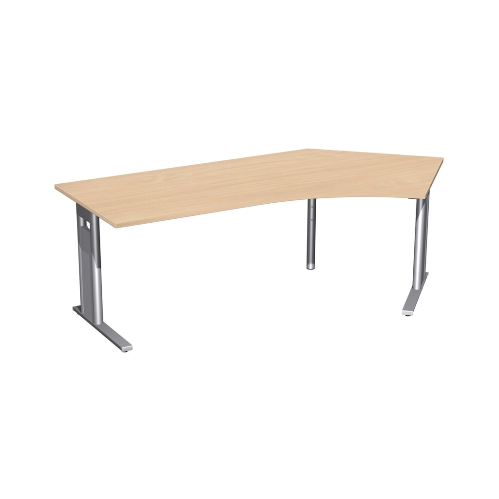 Číslo obrázku produktu 1: Kancelářský psací stůl Geramöbel Profi, tvarovaná deska stolu 135° pravá, rám s nohou C, ŠxH 2166 x 1130 mm, buk