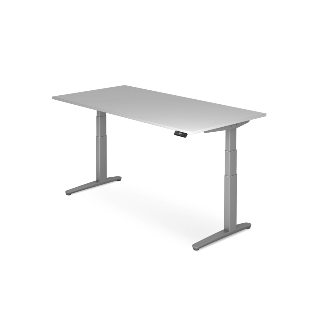 Číslo obrázku produktu 1: Elektricky výškově nastavitelný psací stůl Hammerbacher se spínačem memory, noha ve tvaru C, Š x H 1600 x 800 mm, šedá