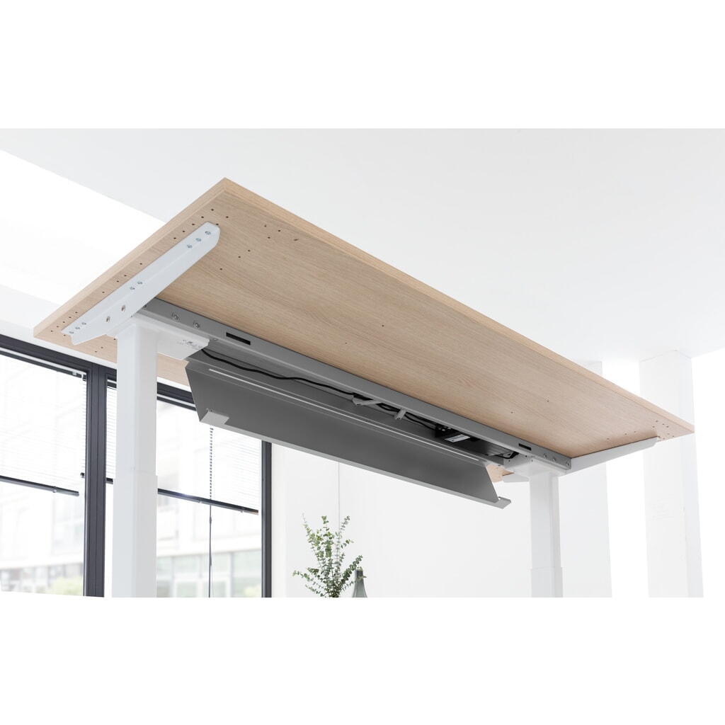 Číslo obrázku produktu 3: Elektricky výškově nastavitelný psací stůl Hammerbacher se spínačem memory, noha ve tvaru C, Š x H 1600 x 800 mm, šedá