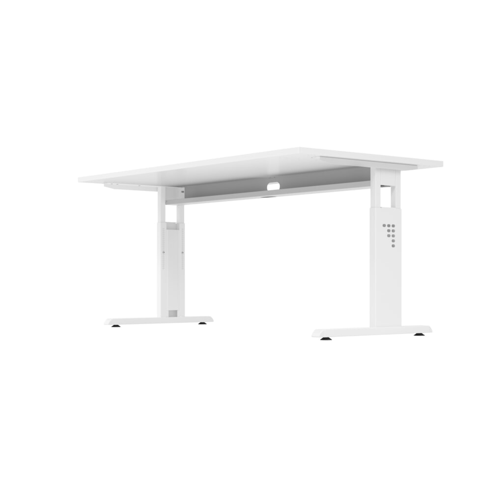 Číslo obrázku produktu 3: Ručně výškově nastavitelný psací stůl Hammerbacher Solid, noha ve tvaru C, Š x H 1600 x 800 mm, javor