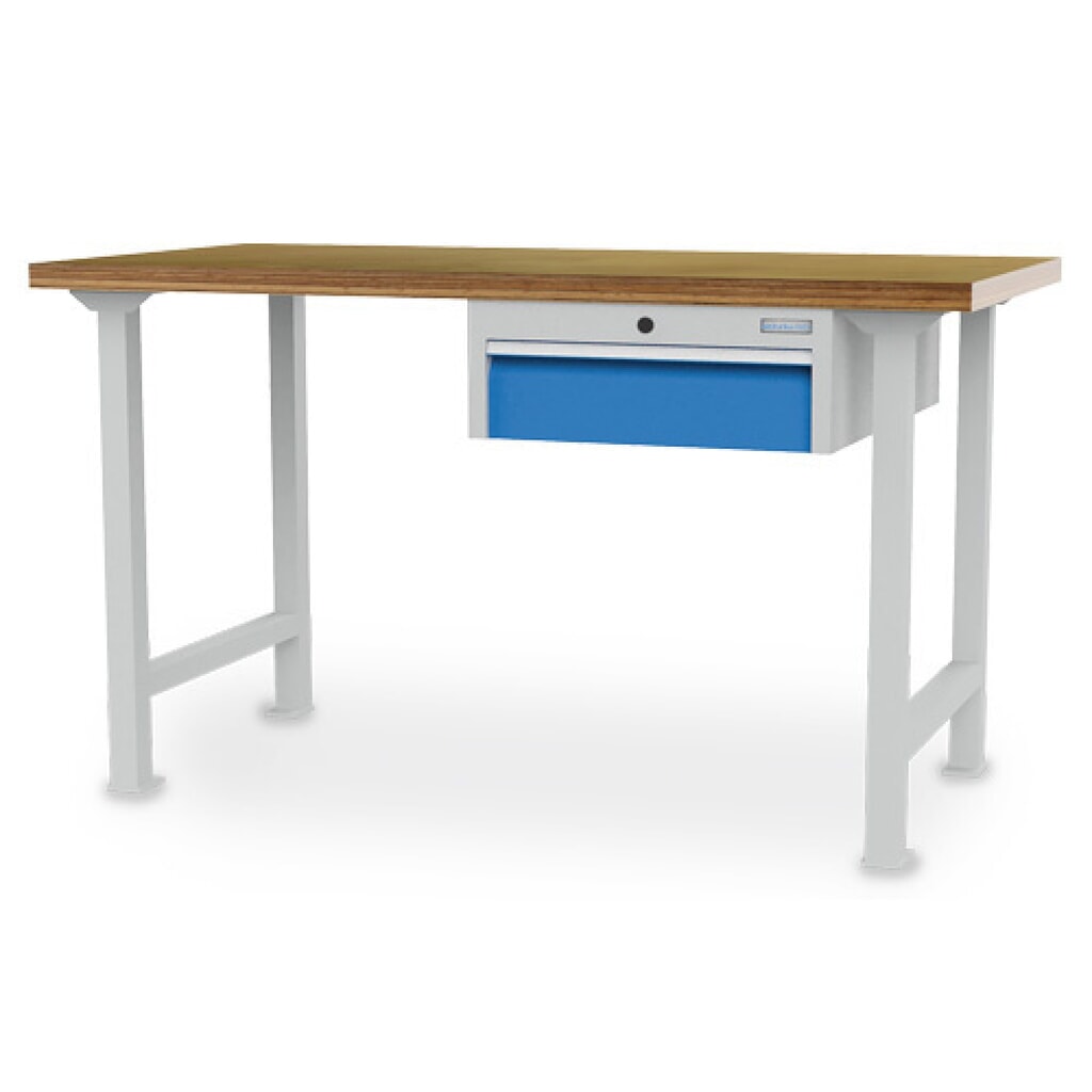 Řadový pracovní stůl Bedrunka+Hirth R 18-24, VxŠxH 859 x 1500 x 750 mm, světle šedá, světle modrá, 1 ks zásuvka 1x150 mm Obrázek produktu: Řadový pracovní stůl Bedrunka+Hirth R 18-24, VxŠxH 859 x 1500 x 750 mm, světle šedá, světle modrá, 1 ks zásuvka 1x150 mm