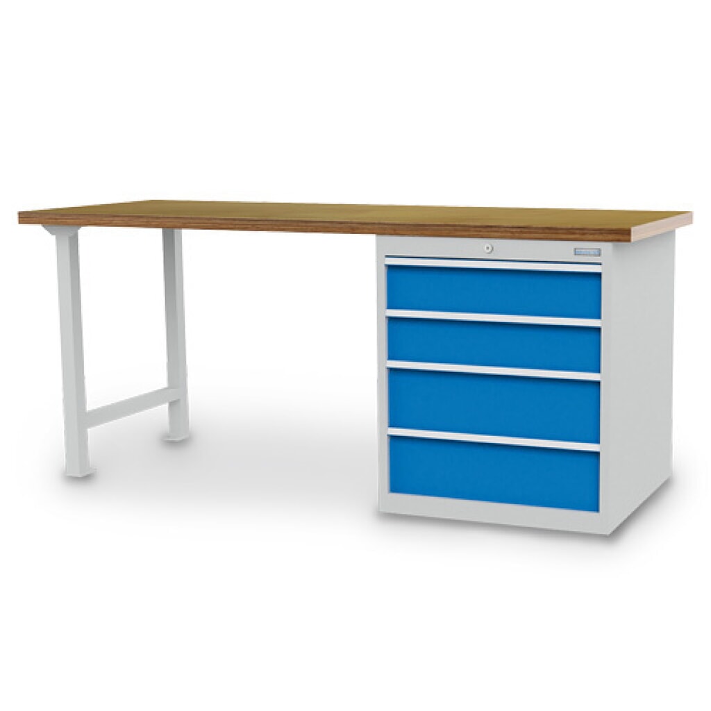 Řadový pracovní stůl Bedrunka+Hirth R 24-24, VxŠxH 859 x 2000 x 750 mm, světle šedá, světle modrá, 4 ks zásuvka 2x150 + 2x200 mm, šířka zásuvky 600 mm Obrázek produktu: Řadový pracovní stůl Bedrunka+Hirth R 24-24, VxŠxH 859 x 2000 x 750 mm, světle šedá, světle modrá, 4 ks zásuvka 2x150 + 2x200 mm, šířka zásuvky 600 mm