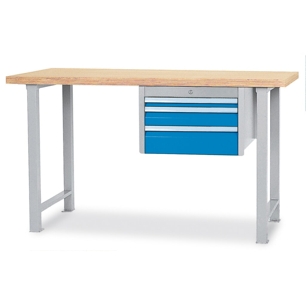 Řadový pracovní stůl s 3 zásuvkami Bedrunka+Hirth, nosnost 300 kg, VxŠxH 859 x 2000 x 750 mm Obrázek produktu: Řadový pracovní stůl s 3 zásuvkami Bedrunka+Hirth, nosnost 300 kg, VxŠxH 859 x 2000 x 750 mm