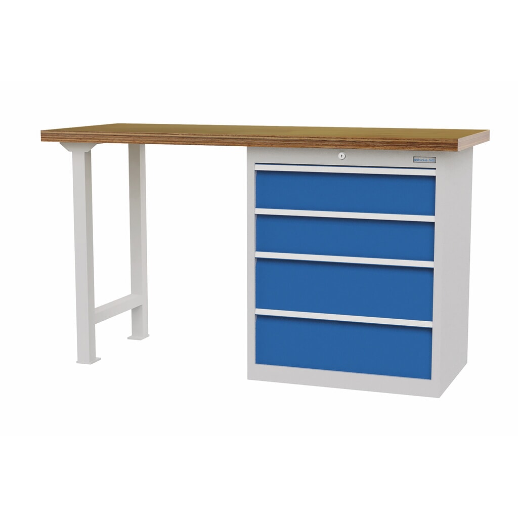 Obrázek produktu: Řadový pracovní stůl s 4 zásuvkami Bedrunka+Hirth, nosnost 1000 kg, VxŠxH 859 x 1500 x 600 mm