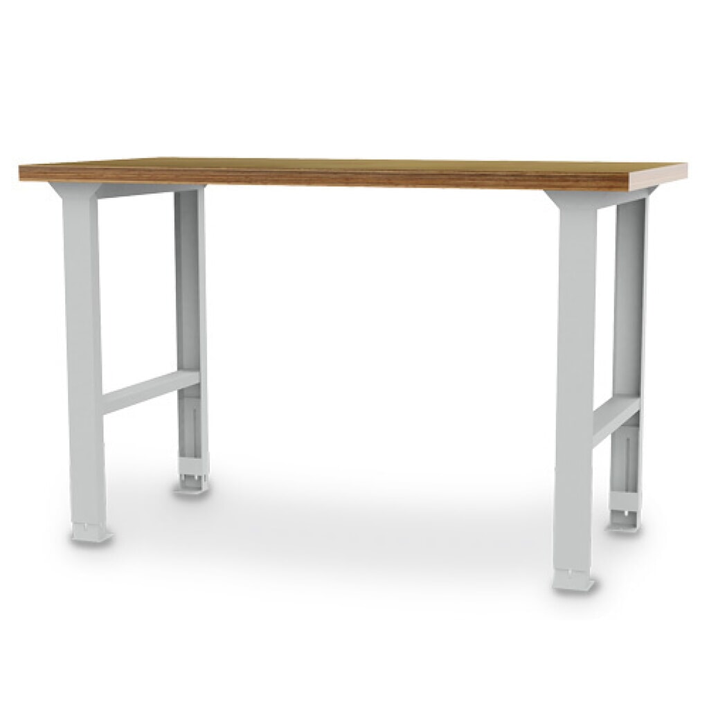 Řadový pracovní stůl Bedrunka+Hirth, VxŠxH 859-1059 x 1500 x 750 mm, světle šedá, výškově nastavitelné provedení Obrázek produktu: Řadový pracovní stůl Bedrunka+Hirth, VxŠxH 859-1059 x 1500 x 750 mm, světle šedá, výškově nastavitelné provedení