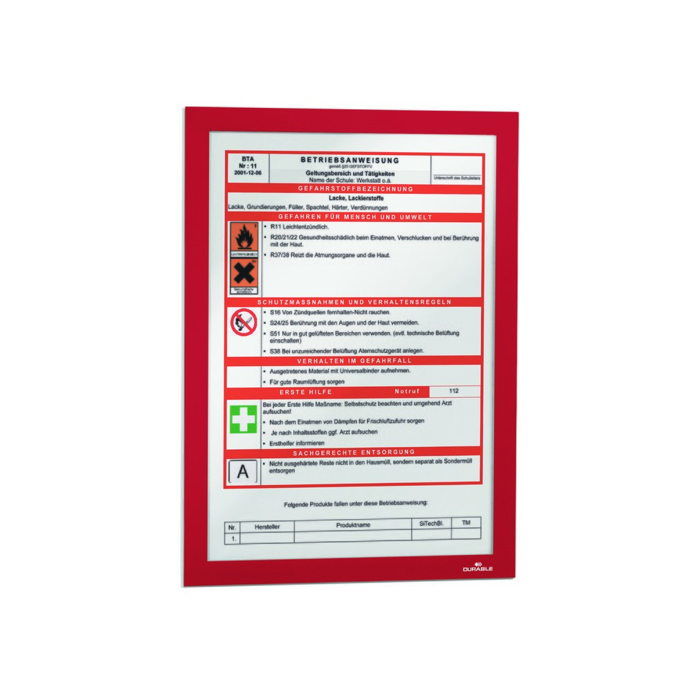 Číslo obrázku produktu 9: Rám k prezentaci informací DURABLE DURAFRAME®, samolepicí, DIN A4, červený