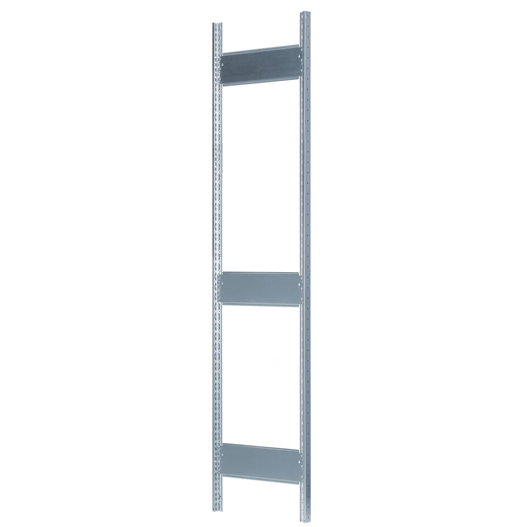 Rám s profily T MULTIplus pro policový regál SCHULTE, pozinkované, předem montovaný, 3 příčky k zajištění hloubky rámu, VxH 2000 x 300 mm Obrázek produktu: Rám s profily T MULTIplus pro policový regál SCHULTE, pozinkované, předem montovaný, 3 příčky k zajištění hloubky rámu, VxH 2000 x 300 mm