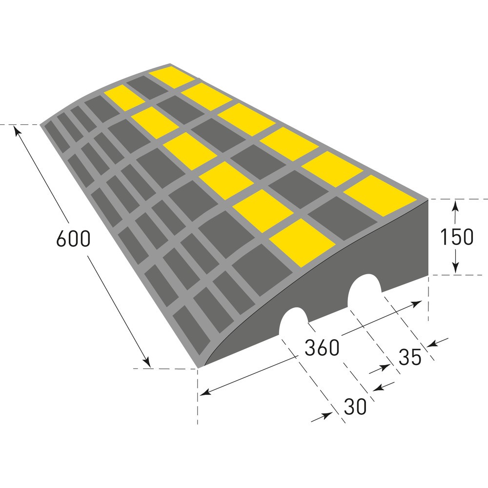 Číslo obrázku produktu 2: Rampa na obrubník, tvrdá guma, VxŠxH 150 x 600 x 360 mm
