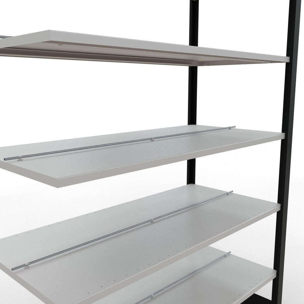 Číslo obrázku produktu 4: Regál na spisy SCHULTE přídavné pole, dvoustranné provedení, středové dorazy, nosnost police 150 kg, černá, VxŠxH 2300 x 1300 x 600 mm