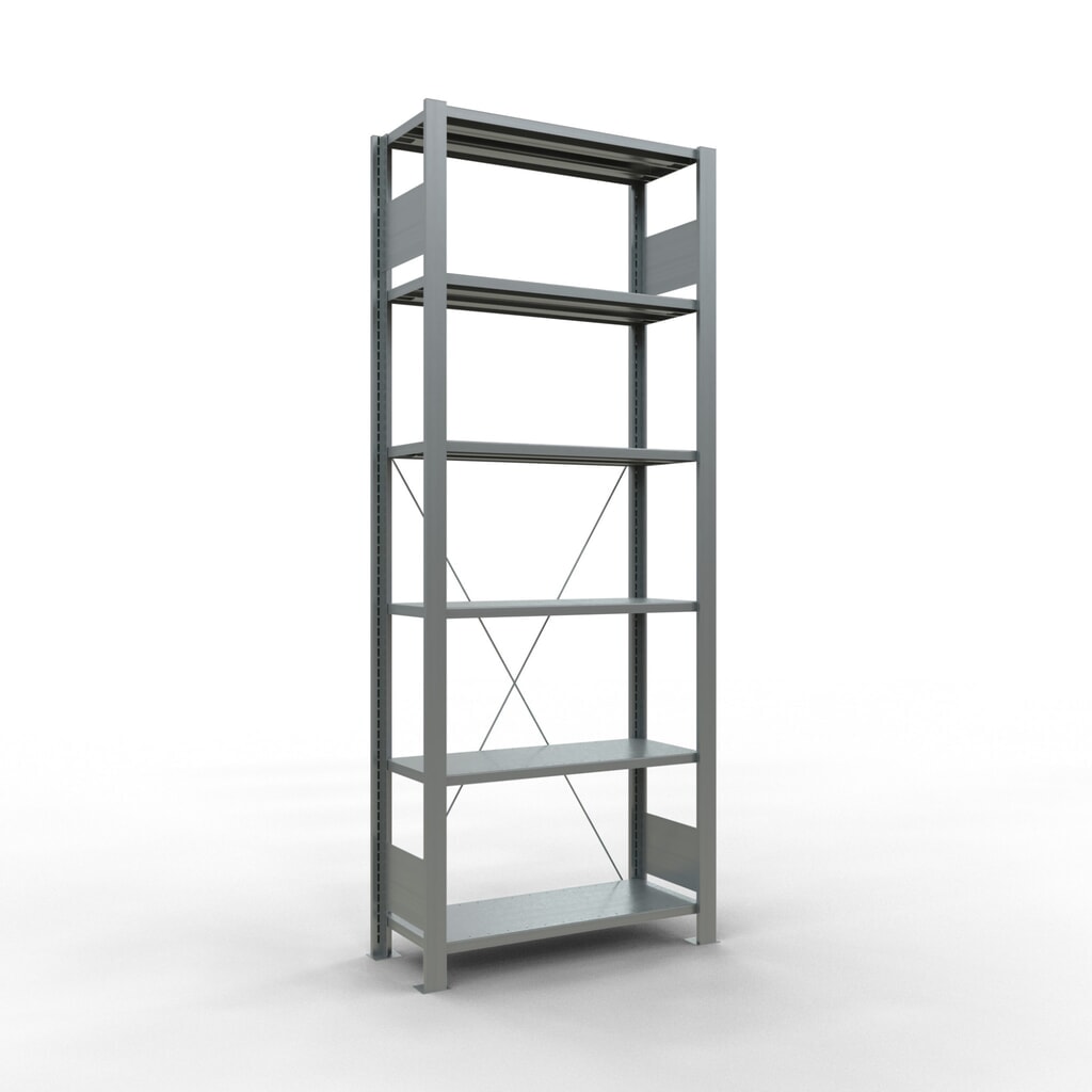 Regál na spisy SCHULTE základní pole, jednostranný, bez koncových dorazů, nosnost police 85 kg, VxŠxH 2000 x 750 x 300 mm Obrázek produktu: Regál na spisy SCHULTE základní pole, jednostranný, bez koncových dorazů, nosnost police 85 kg, VxŠxH 2000 x 750 x 300 mm