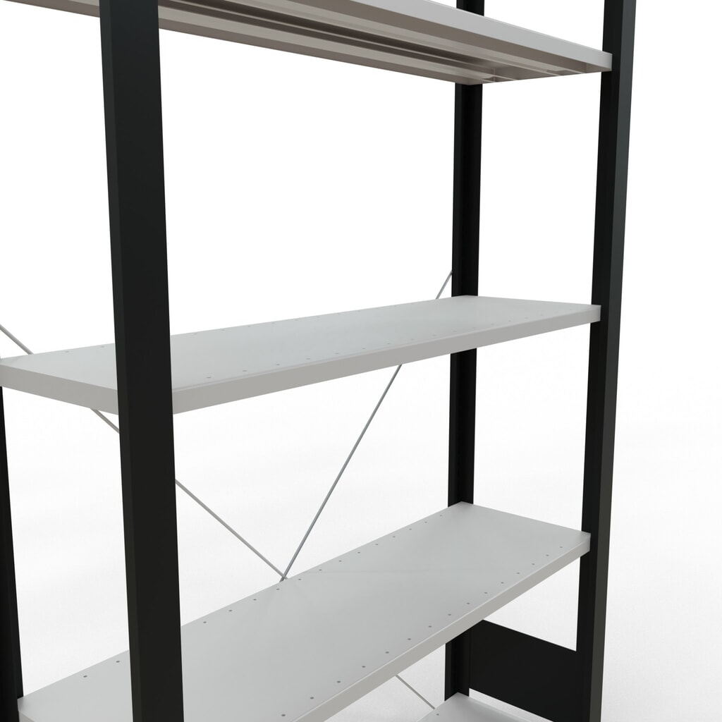 Regál na spisy SCHULTE základní pole, jednostranný, bez koncových dorazů, nosnost police 85 kg, černá, VxŠxH 1800 x 1000 x 300 mm Číslo obrázku produktu 4: Regál na spisy SCHULTE základní pole, jednostranný, bez koncových dorazů, nosnost police 85 kg, černá, VxŠxH 1800 x 1000 x 300 mm