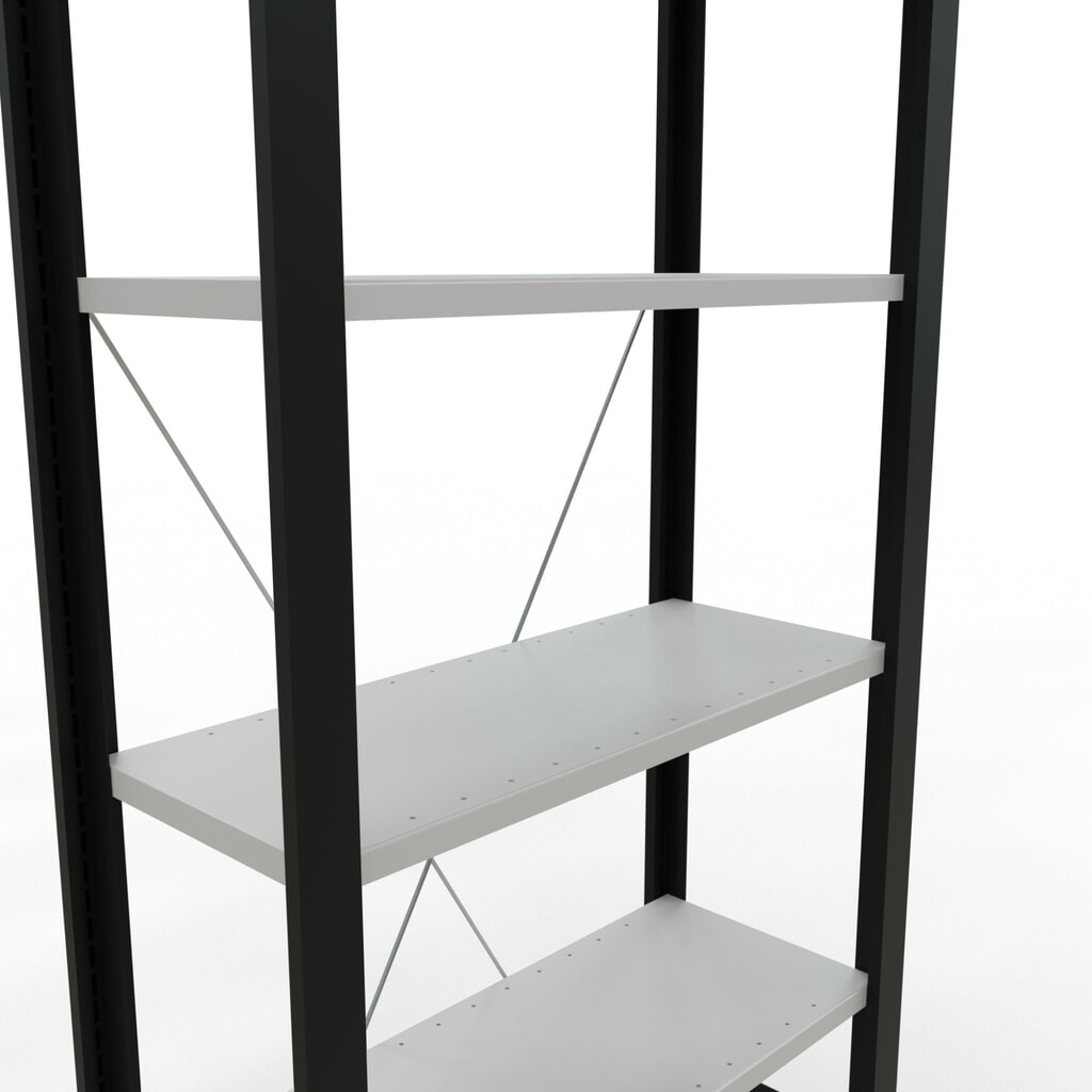Číslo obrázku produktu 4: Regál na spisy SCHULTE základní pole, jednostranný, bez koncových dorazů, nosnost police 85 kg, černá, VxŠxH 2000 x 750 x 300 mm