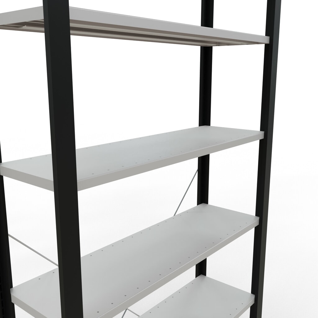 Číslo obrázku produktu 4: Regál na spisy SCHULTE základní pole, jednostranný, bez koncových dorazů, nosnost police 85 kg, černá, VxŠxH 2300 x 1000 x 300 mm