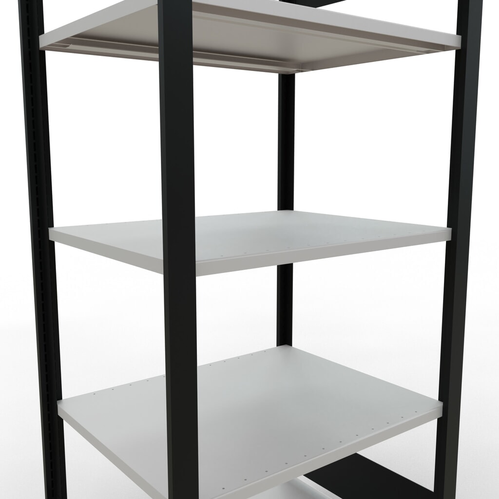 Regál na spisy SCHULTE základní pole, dvoustranné provedení, bez středových dorazů, nosnost police 150 kg, černá, VxŠxH 1800 x 750 x 600 mm Číslo obrázku produktu 4: Regál na spisy SCHULTE základní pole, dvoustranné provedení, bez středových dorazů, nosnost police 150 kg, černá, VxŠxH 1800 x 750 x 600 mm