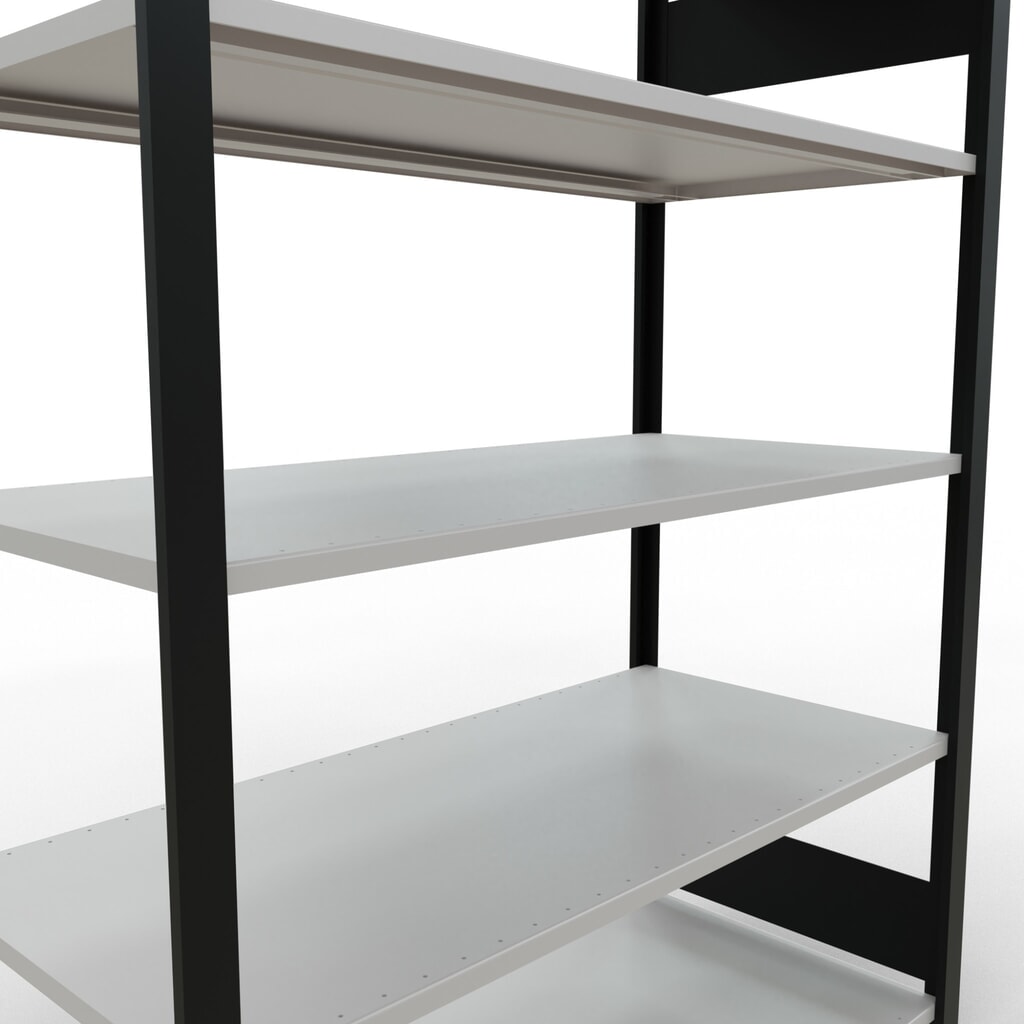 Číslo obrázku produktu 4: Regál na spisy SCHULTE základní pole, dvoustranné provedení, bez středových dorazů, nosnost police 150 kg, černá, VxŠxH 1800 x 1300 x 600 mm