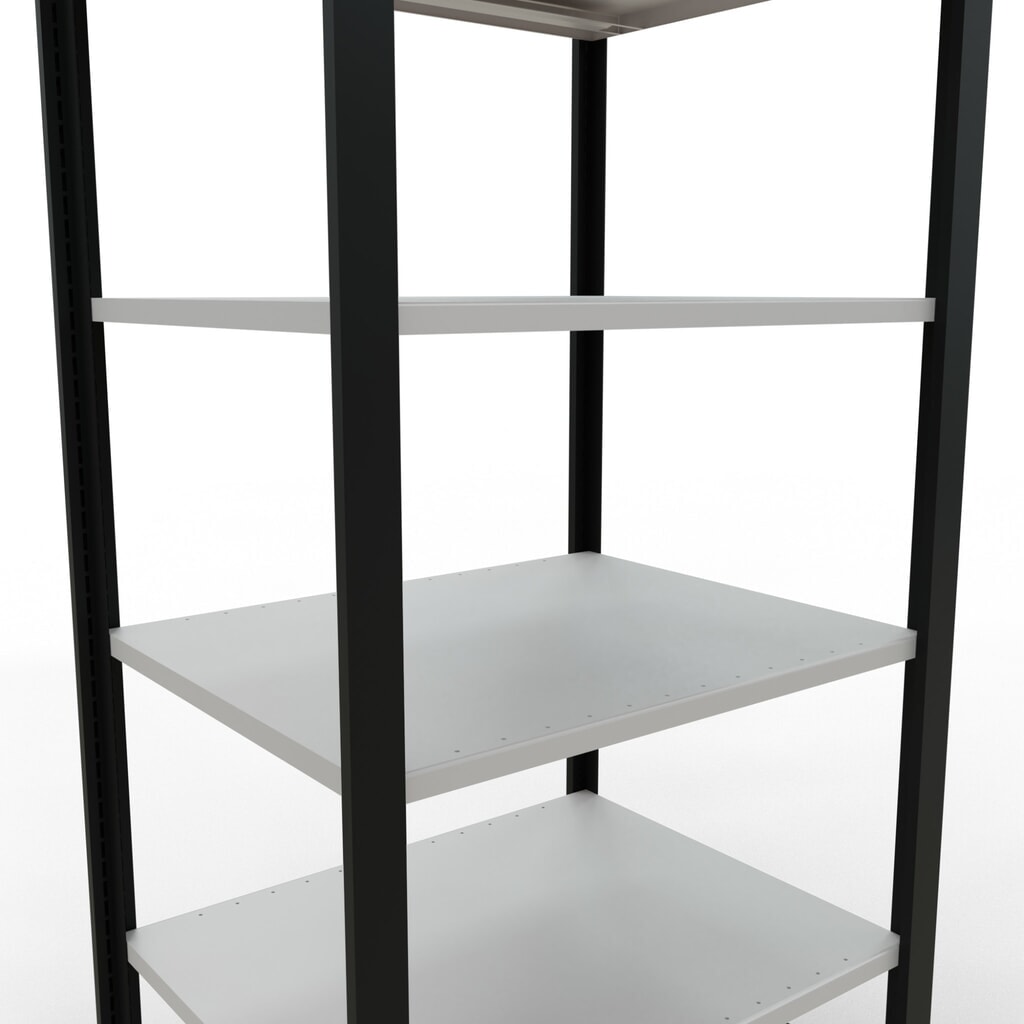 Regál na spisy SCHULTE základní pole, dvoustranné provedení, bez středových dorazů, nosnost police 150 kg, černá, VxŠxH 2000 x 750 x 600 mm Číslo obrázku produktu 4: Regál na spisy SCHULTE základní pole, dvoustranné provedení, bez středových dorazů, nosnost police 150 kg, černá, VxŠxH 2000 x 750 x 600 mm