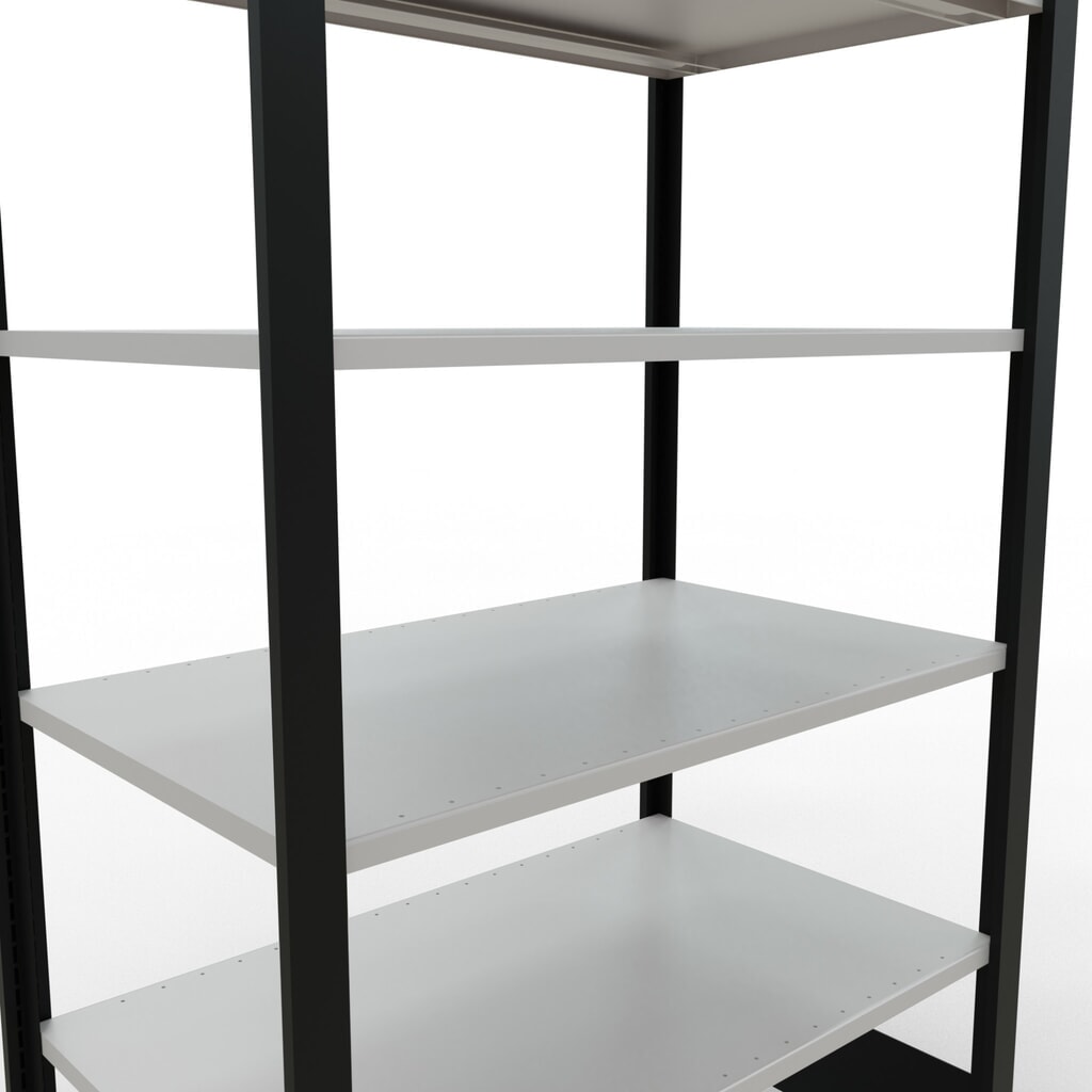 Číslo obrázku produktu 4: Regál na spisy SCHULTE základní pole, dvoustranné provedení, bez středových dorazů, nosnost police 150 kg, černá, VxŠxH 2000 x 1000 x 600 mm