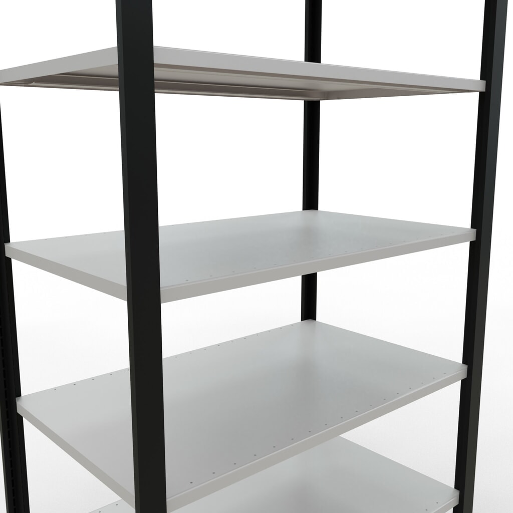 Číslo obrázku produktu 4: Regál na spisy SCHULTE základní pole, dvoustranné provedení, bez středových dorazů, nosnost police 150 kg, černá, VxŠxH 2300 x 1000 x 600 mm