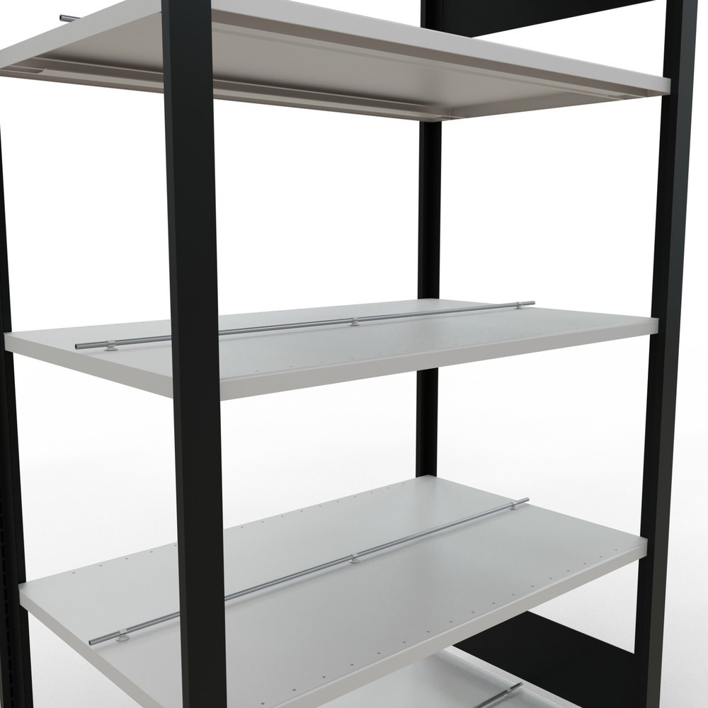 Číslo obrázku produktu 4: Regál na spisy SCHULTE základní pole, dvoustranné provedení, středové dorazy, nosnost police 150 kg, černá, VxŠxH 1800 x 1000 x 600 mm