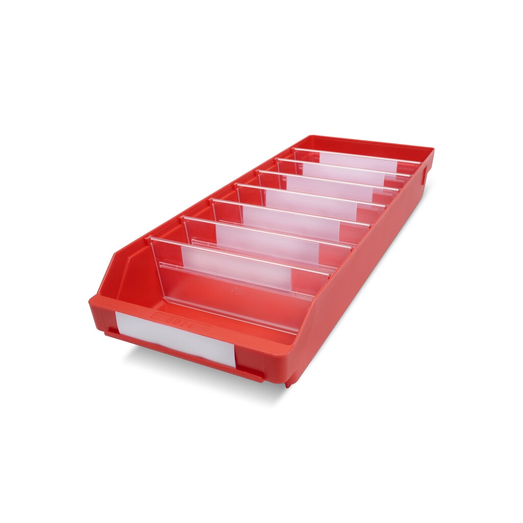 Regálové boxy s průzorem, ŠxH 240 x 600 mm, červená Obrázek produktu: Regálové boxy s průzorem, ŠxH 240 x 600 mm, červená