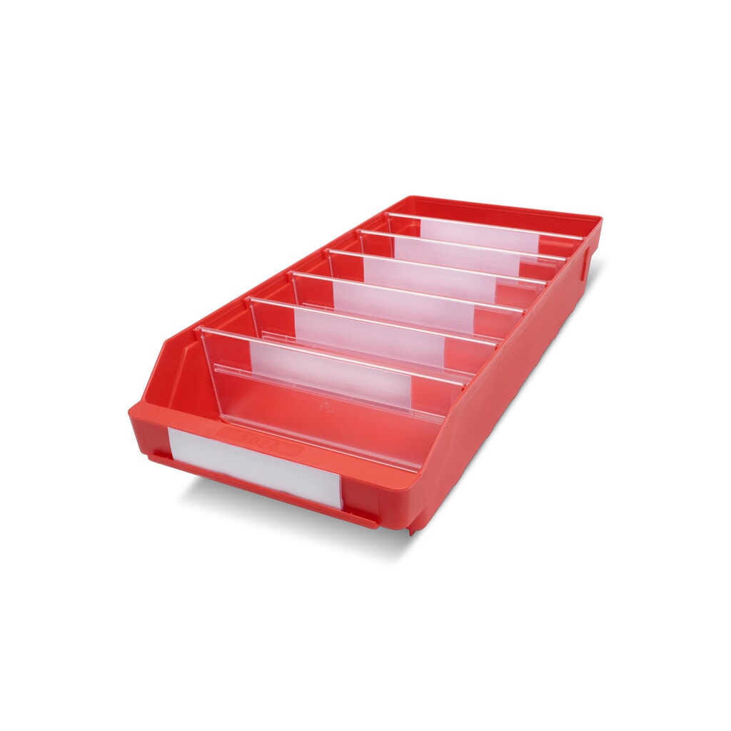 Regálové boxy s průzorem, ŠxH 240 x 500 mm, červená Obrázek produktu: Regálové boxy s průzorem, ŠxH 240 x 500 mm, červená