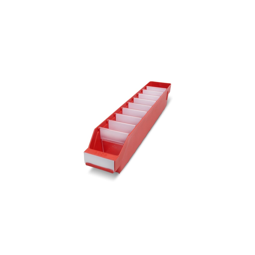 Regálové boxy s průzorem, ŠxH 90 x 500 mm, červená Obrázek produktu: Regálové boxy s průzorem, ŠxH 90 x 500 mm, červená