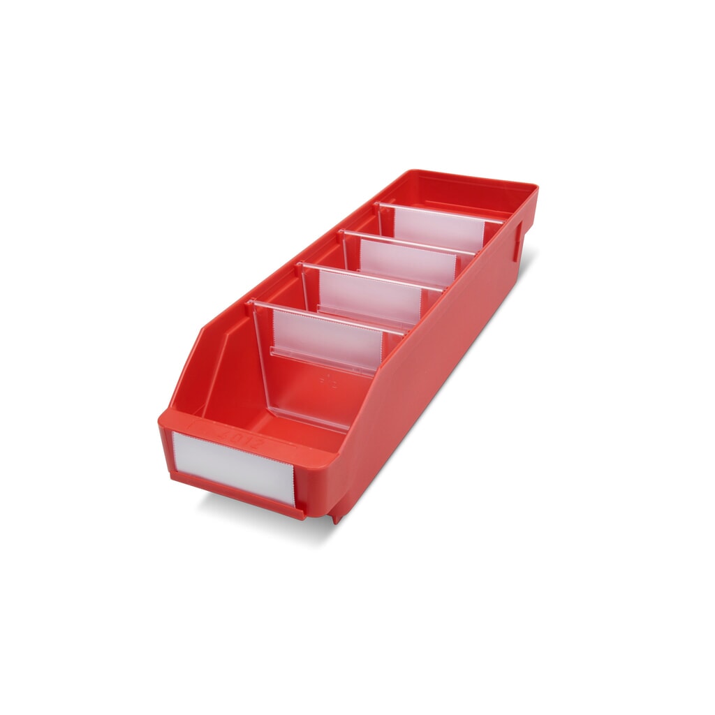 Regálové boxy s průzorem, ŠxH 120 x 400 mm, červená Obrázek produktu: Regálové boxy s průzorem, ŠxH 120 x 400 mm, červená