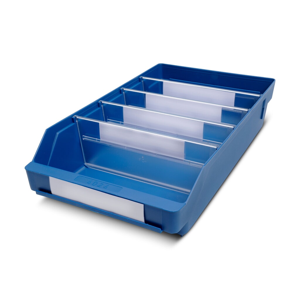 Regálové boxy s průzorem, ŠxH 240 x 400 mm, modrá Obrázek produktu: Regálové boxy s průzorem, ŠxH 240 x 400 mm, modrá