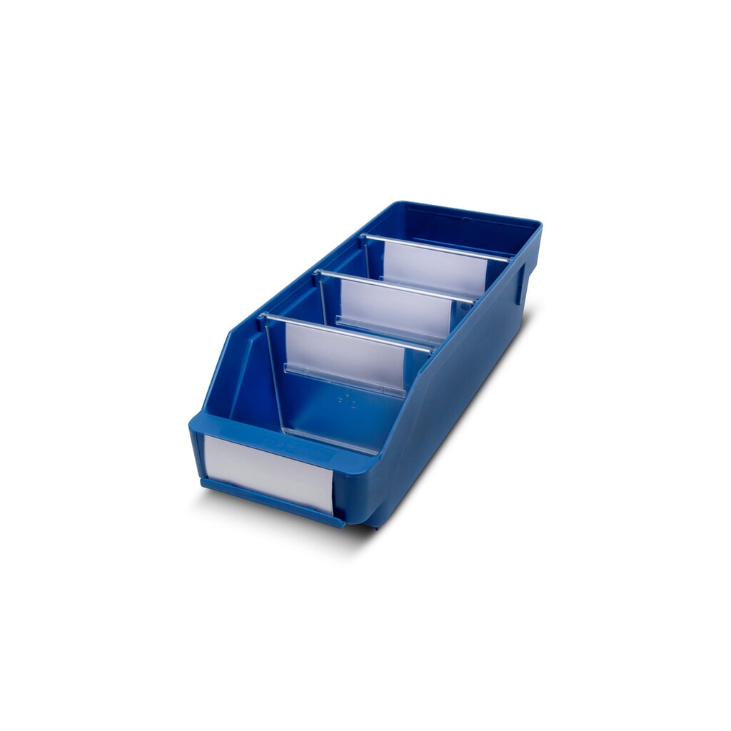 Regálové boxy s průzorem, ŠxH 120 x 300 mm, modrá Obrázek produktu: Regálové boxy s průzorem, ŠxH 120 x 300 mm, modrá