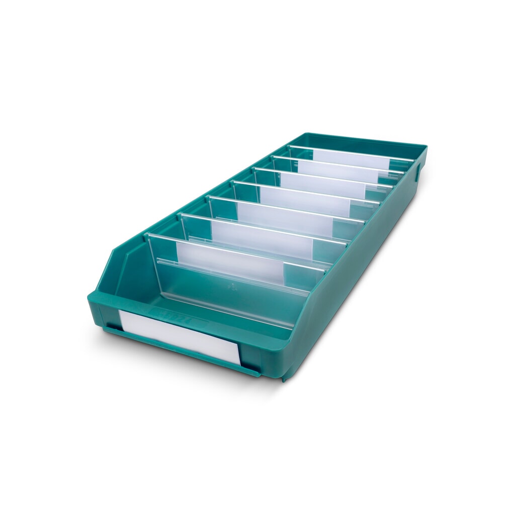 Regálové boxy s průzorem, ŠxH 240 x 600 mm, zelená Obrázek produktu: Regálové boxy s průzorem, ŠxH 240 x 600 mm, zelená