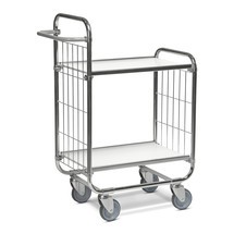 Číslo obrázku produktu 1: Regálový vozík Kongamek, pozinkovaný, 2&nbsp;mřížové stěny, vysoká čelní strana, 2&nbsp;laminované police à 620 x 425&nbsp;mm